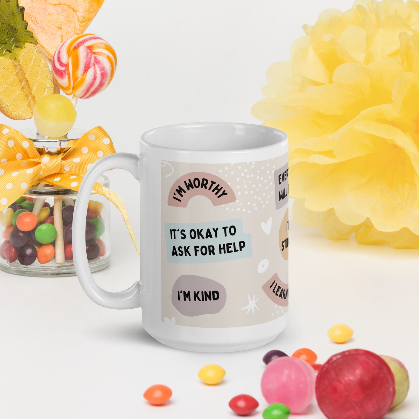 Self Love White glossy mug