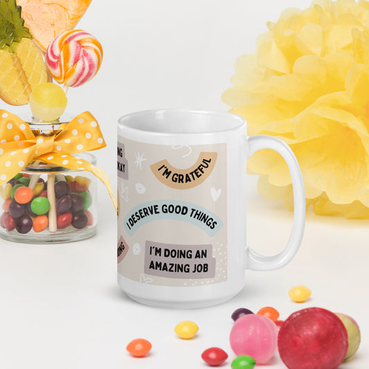 Self Love White glossy mug